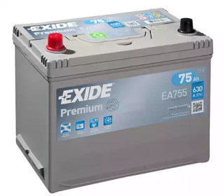 Батарея акумуляторна Exide Premium 12В 75Аг 630А(АЗІЯ) L+ ea755 exide
