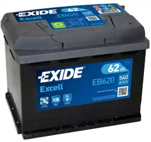 Батарея акумуляторна Exide Excell 12В 62Аг 540А(EN) R+ eb620 exide