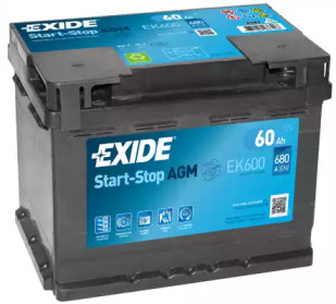 Акумулятор Exide START-STOP AGM (242×175×190), 60Ач, 680А, R+ ek600 exide