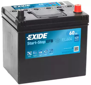 Акумулятор Exide Start-Stop EFB (232×173×225), 60Ач, 520А, R+ el604 exide