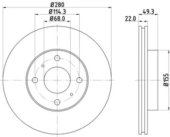 Диск тормозной передний Nissan Almera 1.5, 1.8, 2.2 (00-), Primera 1.6, 1.8, 2.0 (96-02) (ND2023K) NISSHINBO nd2023k nisshinbo