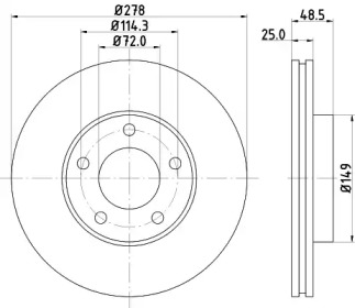 Диск тормозной передний Mazda 3, 5 1.6, 1.8, 2.0, 2.2 (05-) (ND5001K) NISSHINBO nd5001k nisshinbo