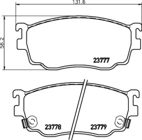 Колодки тормозные дисковые передние Mazda 626 2.0 (98-02) (NP5023) NISSHINBO np5023 nisshinbo