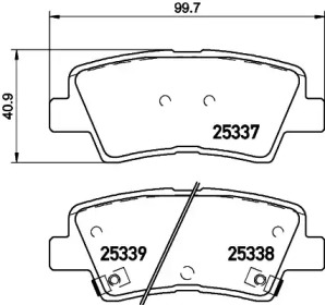 Колодки тормозные дисковые задние Kia Soul/Hyundai Sonata 1.6, 2.0, 2.4, 3.0 (05-) (NP6020) NISSHINBO np6020 nisshinbo