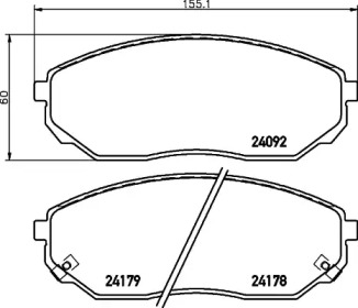 Колодки тормозные дисковые передние Kia Sorento 2.4, 2.5 (02-) (NP6053) NISSHINBO np6053 nisshinbo